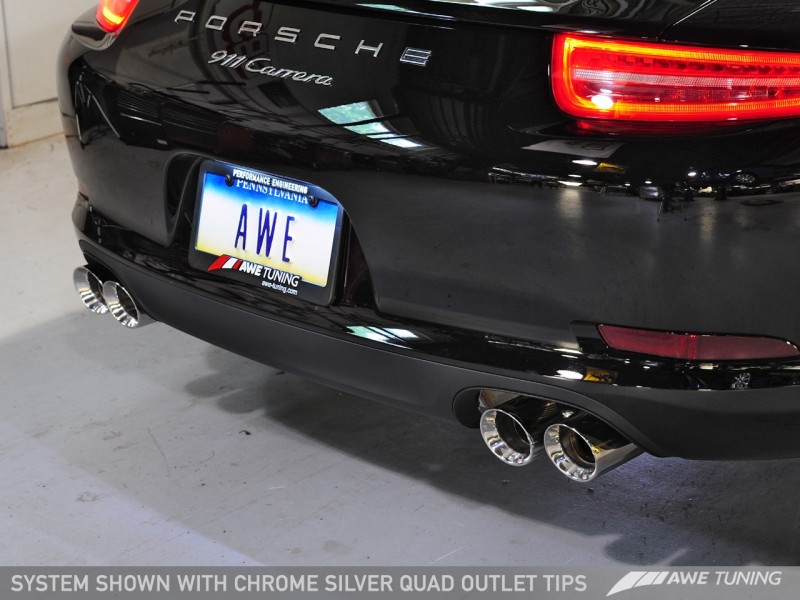 AWE Tuning 991 Carrera Performance Exhaust - Chrome Silver Tips thumbnail 5