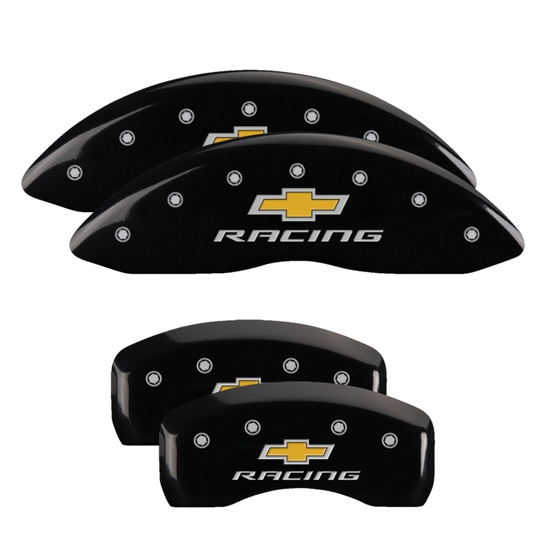 MGP 4 Caliper Covers Engraved Front & Rear With stripes/Dart Yellow finish black ch thumbnail 6