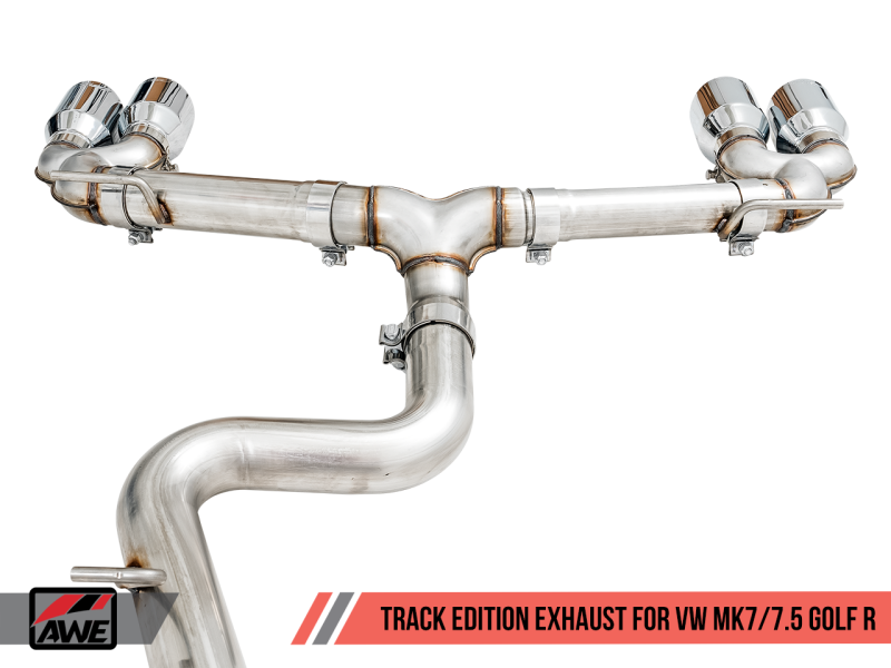 AWE Tuning Mk7 Golf R Track Edition Exhaust w/Chrome Silver Tips 102mm thumbnail 6