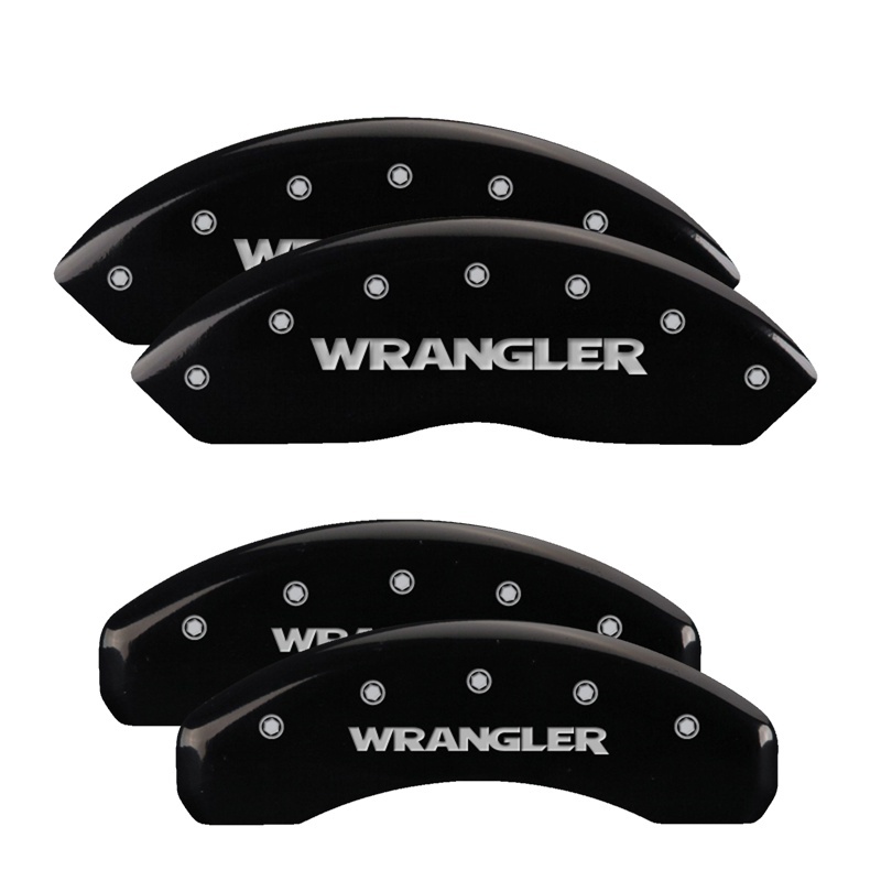 MGP 4 Caliper Covers Engraved Front & Rear WRANGLER Black finish silver ch thumbnail 6