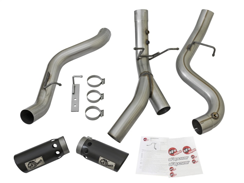 aFe LARGE BORE-HD 4in 409-SS DPF-Back Exhaust w/Dual Black Tips 2017 GM Duramax V8-6.6L (td) L5P thumbnail 3