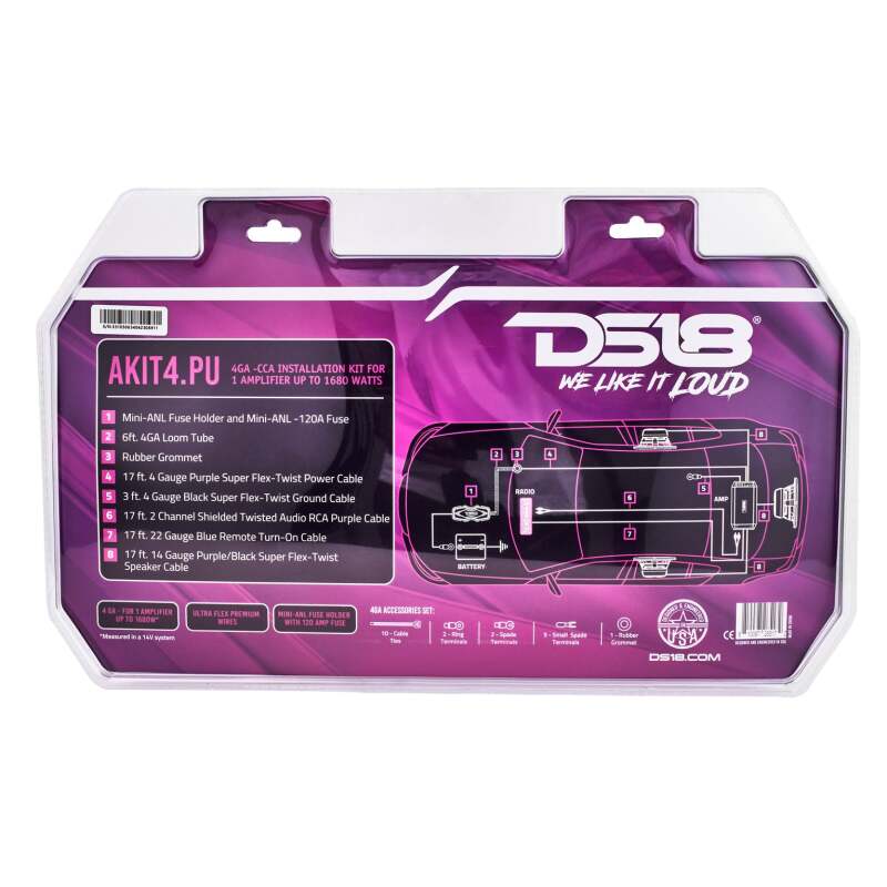 DS18 4-GA Amplifier Install Kit Advance- Purple thumbnail 2