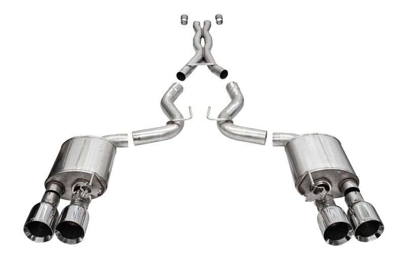 Corsa 20-22 Ford Mustang GT500 3.0in Dual Rear Exit Catback w/ Twin 5.0in Pol. Straight Cut Pro Tip