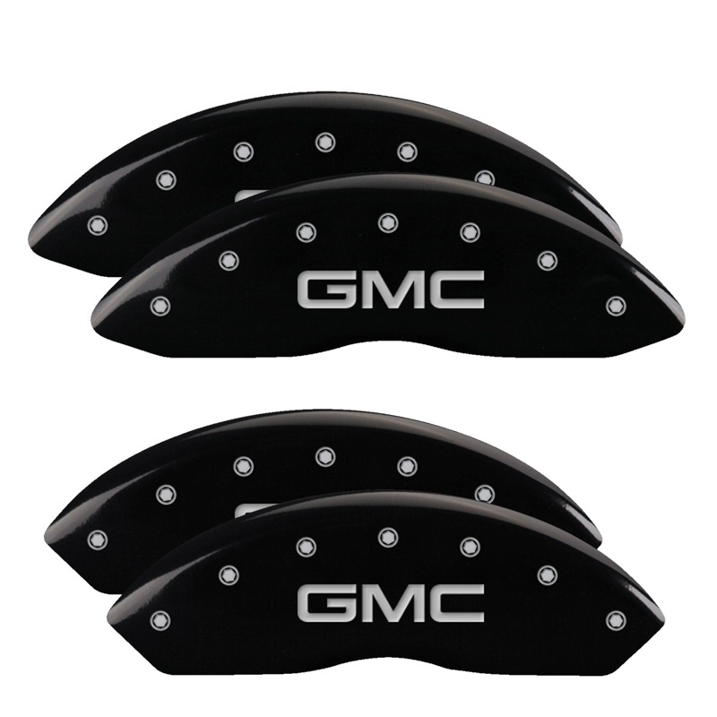 MGP 4 Caliper Covers Engraved Front & Rear GM Style/Hybrid Black finish silver ch thumbnail 5