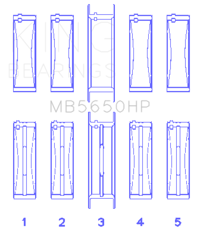 King Engine Bearings Ford 370/429/460 16V OHV (Size .001) Crankshaft Main Bearing Set thumbnail 6