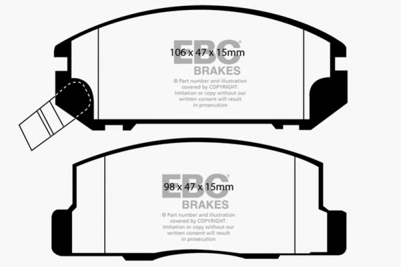 EBC 99-02 Toyota MR2 1.8 Greenstuff Rear Brake Pads thumbnail 3