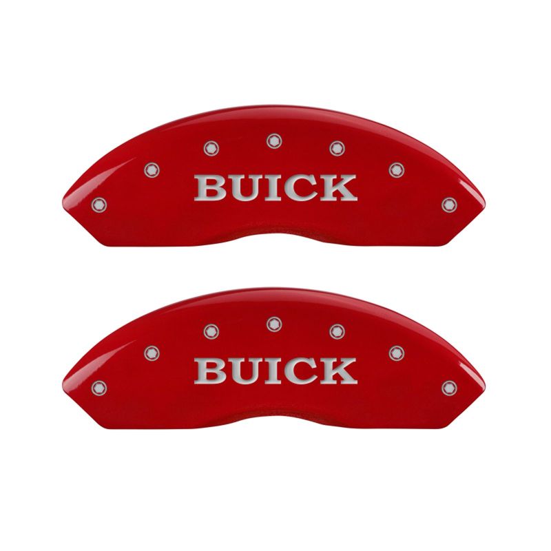 MGP 4 Caliper Covers Engraved Front Buick Engraved Rear Buick Shield Red finish silver ch thumbnail 5