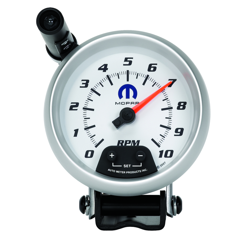 AutoMeter Gauge Tachometer 3-3/4in. 10K RPM Pedestal W/ Ext. Quick-Lite White Mopar thumbnail 8