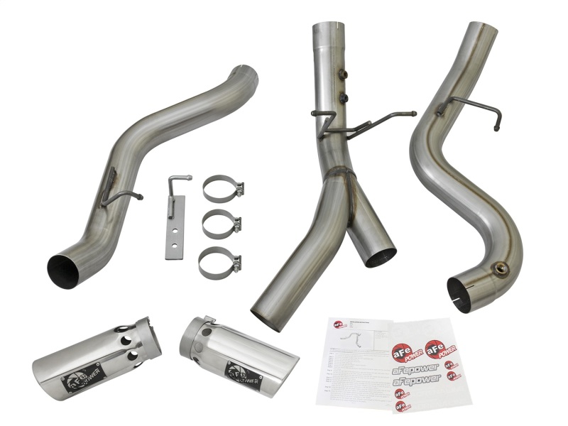 aFe Large Bore-HD 4in 409-SS DPF-Back Exhaust w/Dual Polished Tips 2017 GM Duramax V8-6.6L (td) L5P thumbnail 3