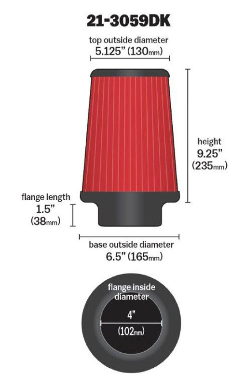 AEM 4 in x 9 in x 1 in Dryflow Element Filter thumbnail 4