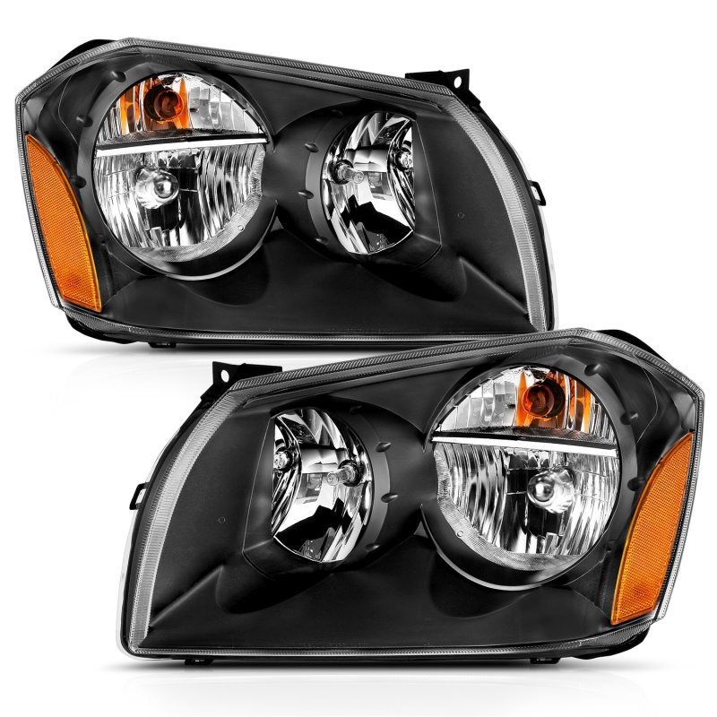 ANZO 2005-2007 Dodge Magnum Crystal Headlight Black Amber thumbnail 3