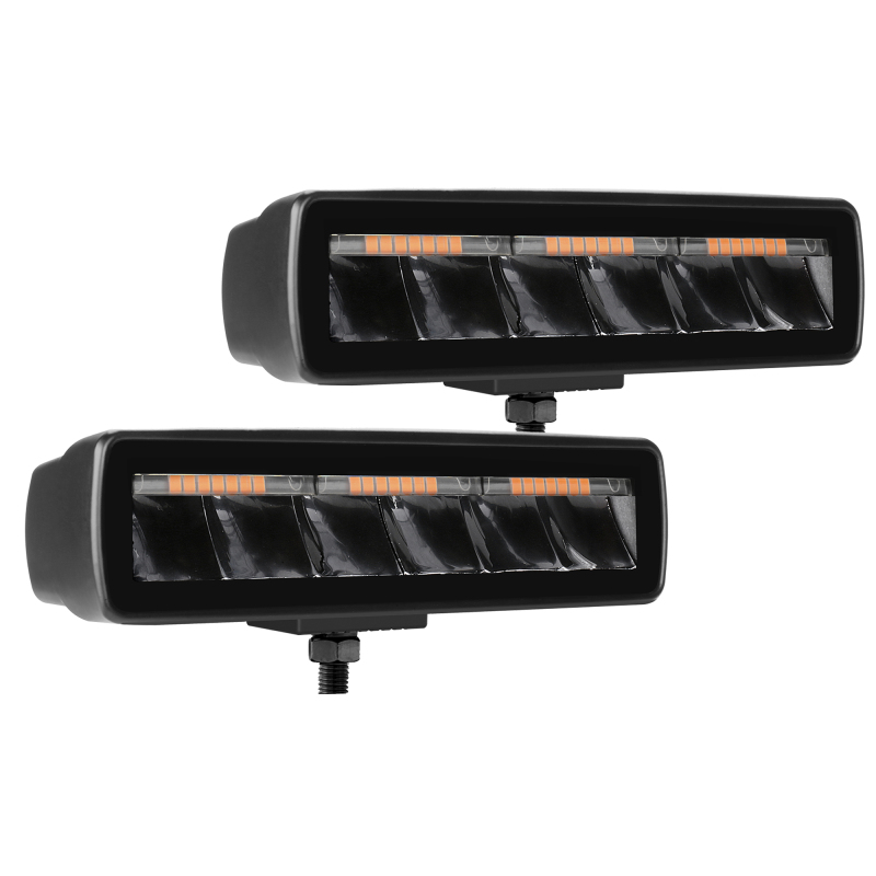 Go Rhino Xplor Blackout Combo Series Sixline LED Spot Lights w/Amber (Surface Mount) - Blk (Pair) thumbnail 4