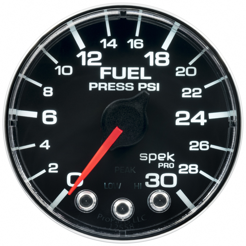 Autometer Spek-Pro Gauge Fuel Press 2 1/16in 30psi Stepper Motor W/Peak & Warn Blk/Chrm thumbnail 3