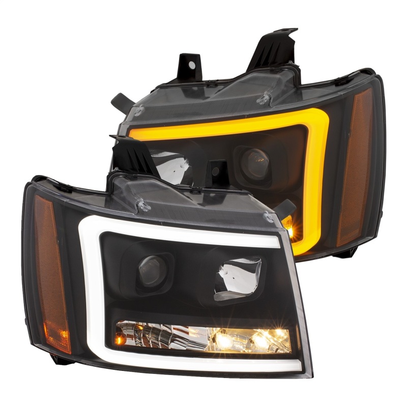 ANZO 07-14 Chevy Tahoe Projector Headlights w/ Plank Style Design Black w/ Amber thumbnail 9