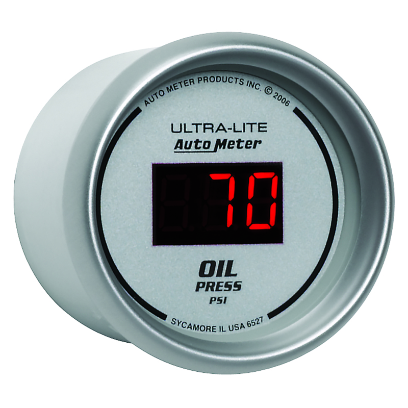 Autometer Ultra-Lite 2-1/16in 100PSI Silver Dial Digital Oil Pressure Gauge w/ Red LED thumbnail 5