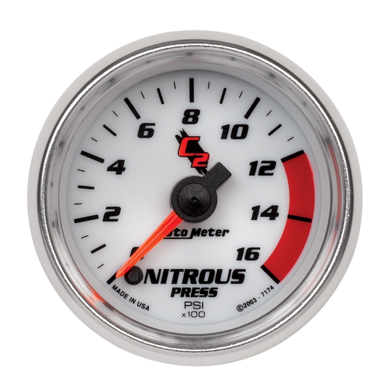 Autometer C2 2in 0-1600 PSI Full Sweep Electronic Nitrous Gauge thumbnail 3