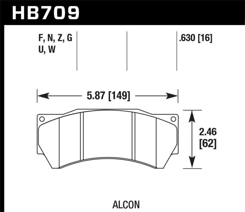 Hawk Performance Alcon Mono 6, Model 4497 HPS Street Brake Pads thumbnail 4