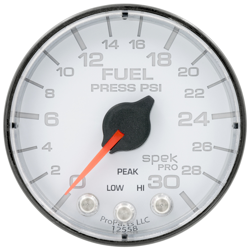 Autometer Spek-Pro Gauge Fuel Press 2 1/16in 30psi Stepper Motor W/Peak & Warn Wht/Blk thumbnail 4