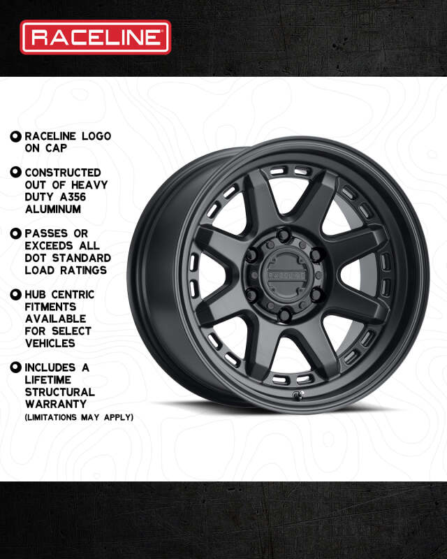 RACELINE 947 SCOUT 17X8.5 6X135 0MM SATIN BLACK WHEEL