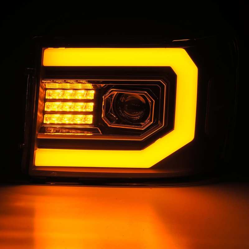 AlphaRex 07-13 GMC 1500HD PRO-Series Proj Headlights Plank Style Gloss Blk w/Activ Light/Seq Signal thumbnail 3