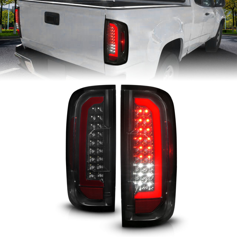 ANZO 15-21 GMC Canyon Full LED Tail Lights w/ Red Lightbar Black Housing Smoke Lens thumbnail 9
