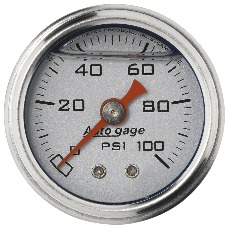 Autometer AutoGage 1.5in Liquid Filled Mechanical 0-100 PSI Fuel Pressure Gauge - Silver thumbnail 4