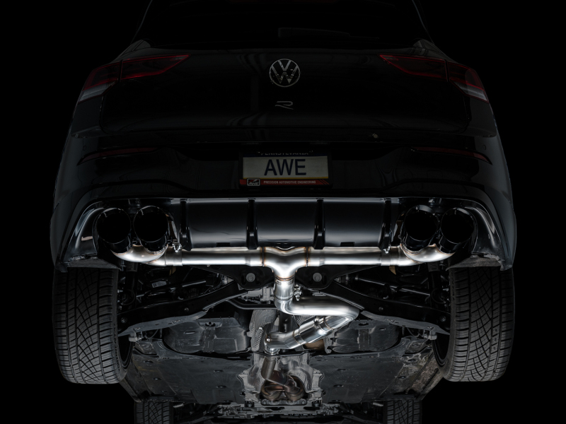 AWE Tuning MK8 Volkswagen Golf R 3in Track Edition Quad Exhaust - Diamond Black Tips thumbnail 6