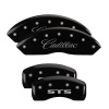 MGP 4 Caliper Covers Engraved Front Cursive/Cadillac Engraved Rear STS Black finish silver ch thumbnail 5