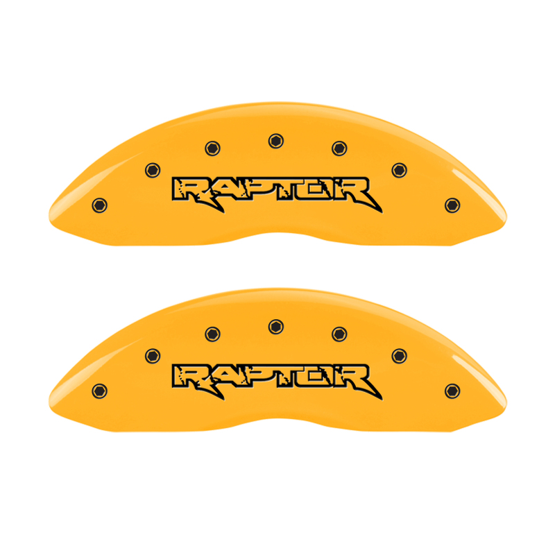 MGP 4 Caliper Covers Engraved Front & Rear Raptor Yellow finish black ch thumbnail 5