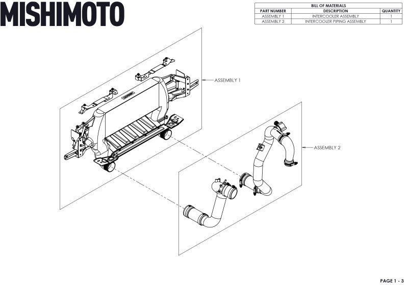 Mishimoto MMINT-BR23-21HKBKBK Intercooler Kit, Black/Black, High-Mount, fits Ford Bronco 2.3L 2021+