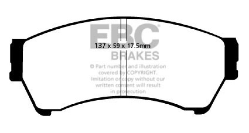EBC 06-07 Mazda 6 2.3 Yellowstuff Front Brake Pads thumbnail 6