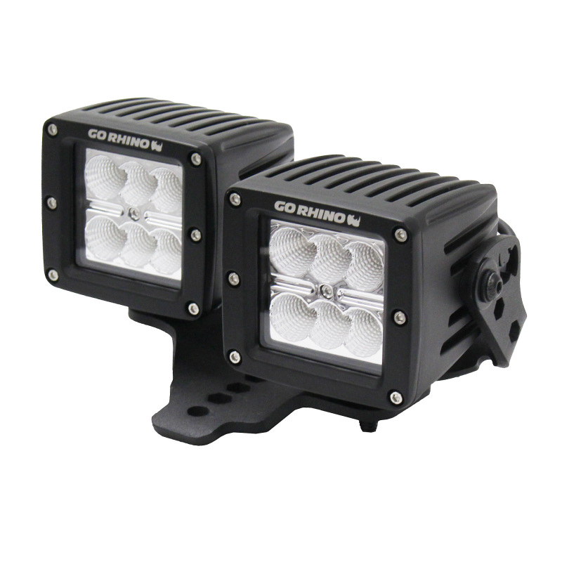 Go Rhino 18-20 Jeep Wrangler JL/JLU/Gladiator JT Light Mount - Two 3in Cubes thumbnail 5