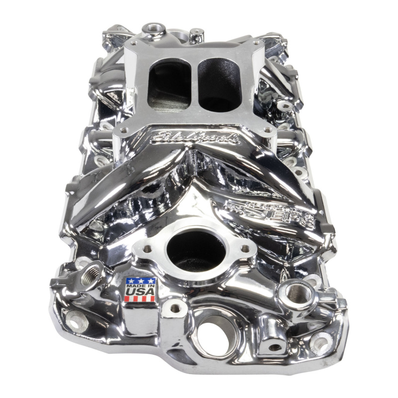 Edelbrock Chevy SB Performer EPS Intake Manifold w/ Oil Fill Tube - Chrome Plasma