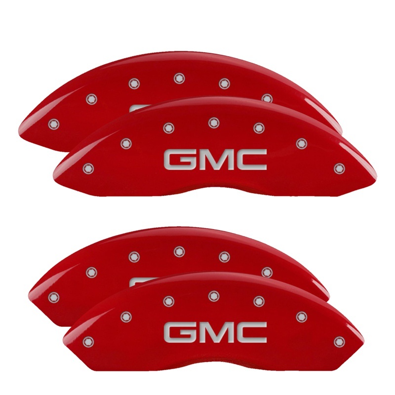 MGP 4 Caliper Covers Engraved Front & Rear GMC Red Finish Silver Char 2011 GMC Savana 2500 thumbnail 5