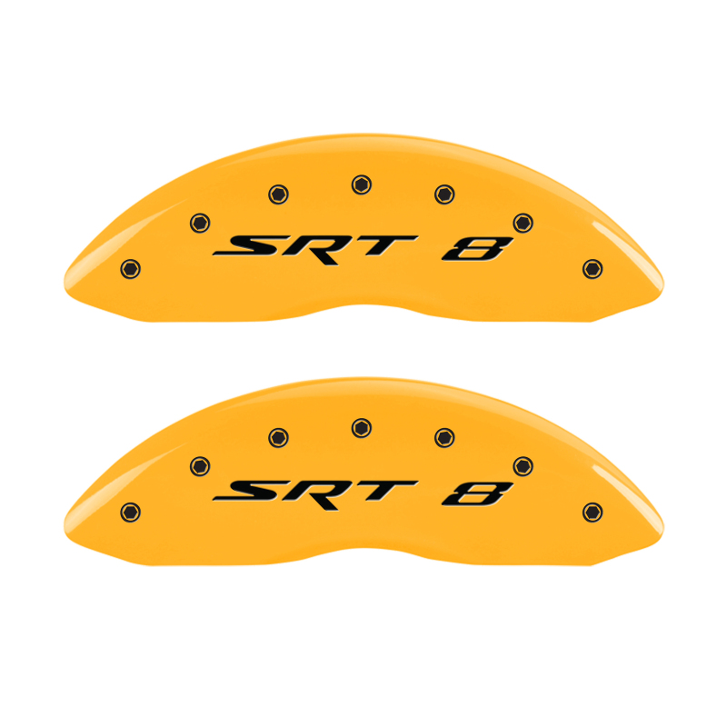 MGP 4 Caliper Covers Engraved Front & Rear SRT8 Yellow finish black ch thumbnail 5