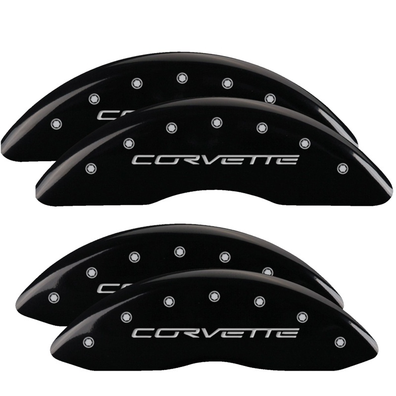 MGP 4 Caliper Covers Engraved Front & Rear C6/Corvette Black finish silver ch thumbnail 6