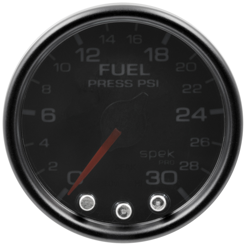 Autometer Spek-Pro Gauge Fuel Press 2 1/16in 30psi Stepper Motor W/Peak & Warn Blk/Smoke/Blk thumbnail 3