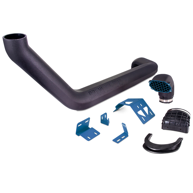 Borne Off-Road Snorkel Air Intakes MMAI-JL-18NMWBL Intake Kits, Intake Snorkel, Polyethylene Tube, Black, Micro-Wrinkle Blue Brackets, Jeep, Kit