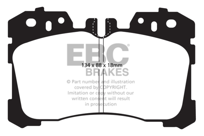 EBC 07+ Lexus LS460 4.6 Redstuff Front Brake Pads thumbnail 4
