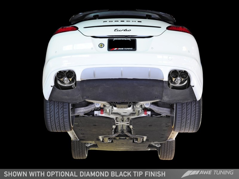AWE Tuning Panamera Turbo Performance Exhaust System Track Edition Polished Silver Tips thumbnail 6