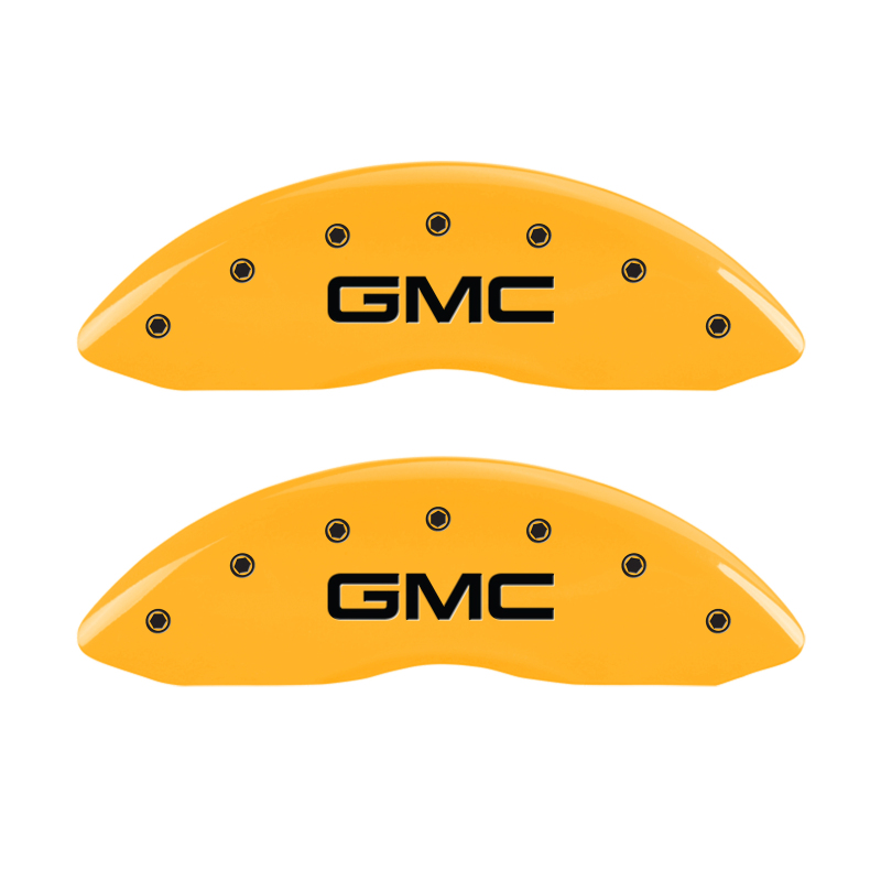 MGP 4 Caliper Covers Engraved Front & Rear 99-03 GMC Sierra 1500 Yellow Finish Black GMC Logo thumbnail 6