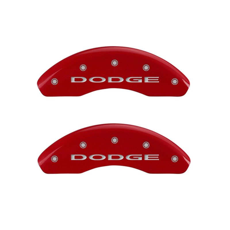MGP 4 Caliper Covers Engraved Front & Rear With out stripes/Dodge Red finish silver ch thumbnail 7