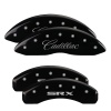 MGP 4 Caliper Covers Engraved Front Cursive/Cadillac Engraved Rear SRX Black finish silver ch thumbnail 5