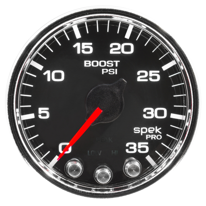 Autometer Spek-Pro Gauge Boost 2 1/16in 35psi Stepper Motor W/Peak & Warn Black/Chrome thumbnail 6