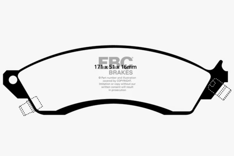 EBC 85-88 Chevrolet Camaro (3rd Gen) 2.8 (Performance Package) Ultimax2 Front Brake Pads thumbnail 4