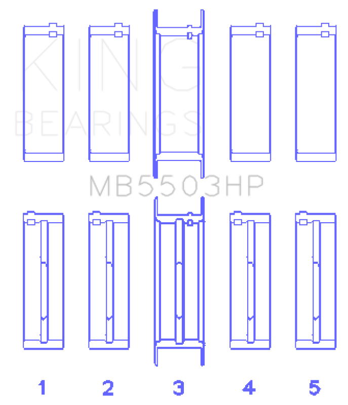 King Engine Bearings Ford V8 351Ci 5.8L 16V - Cleveland (Size STDX) Main Bearing Set thumbnail 3