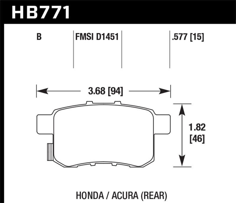 Hawk 08-16 Honda Accord High Performance Street 5.0 Rear Brake Pads thumbnail 4