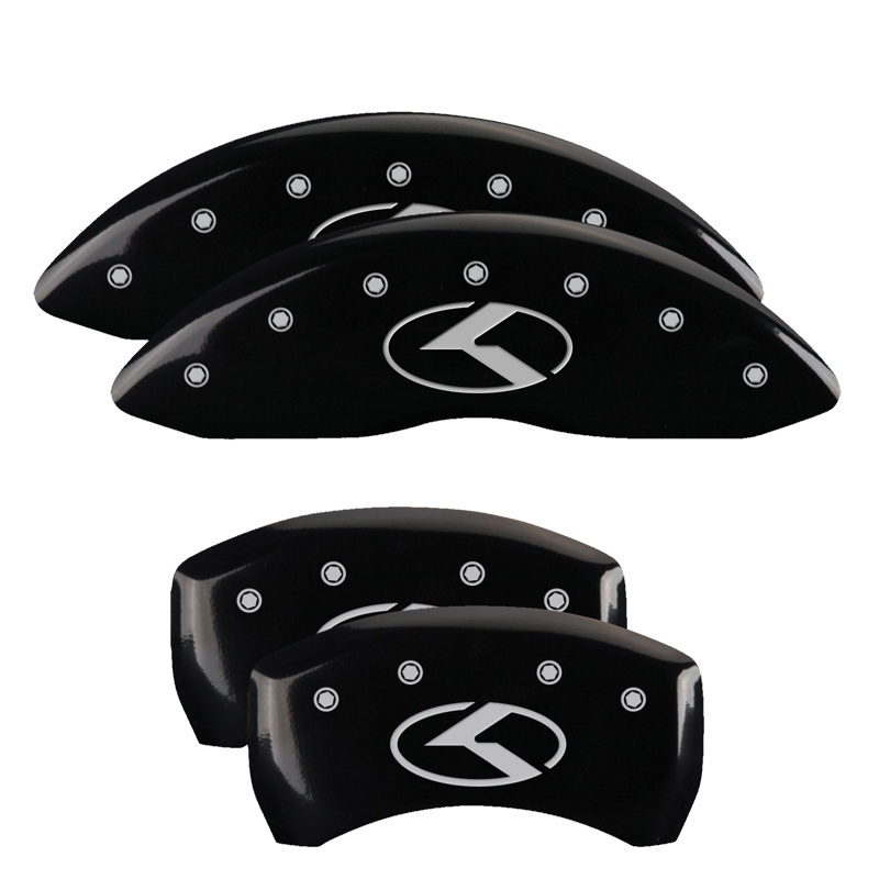 MGP 4 Caliper Covers Engraved Front & Rear Circle K/Kia Black Finish Silver Char 2018 Kia Stinger thumbnail 3