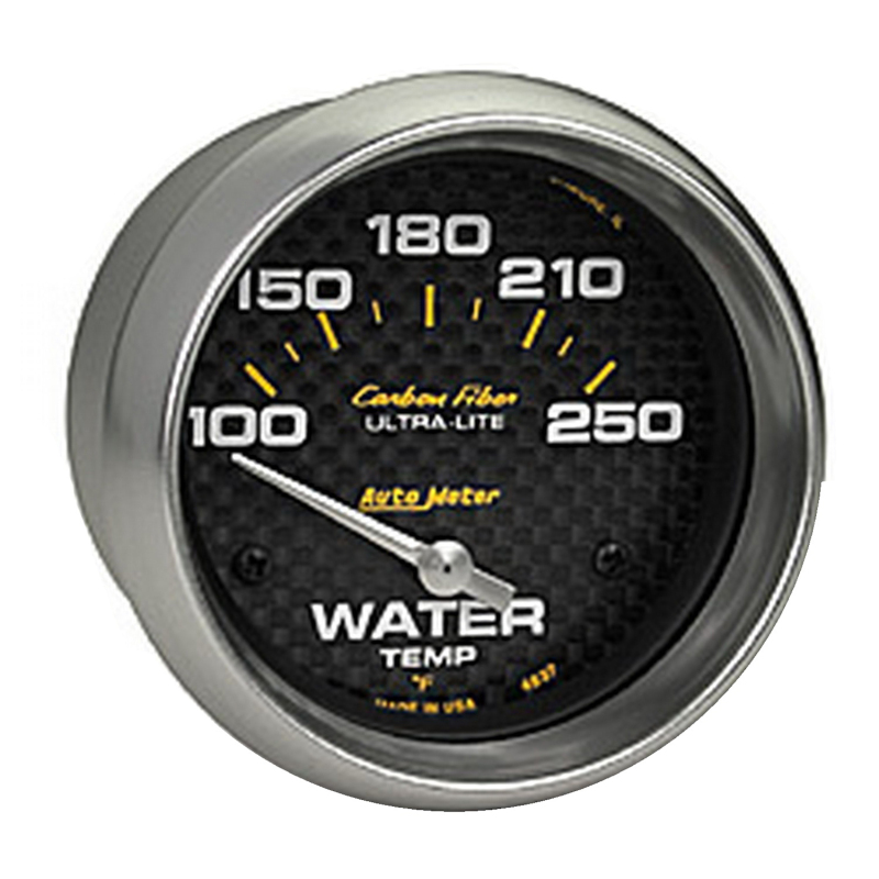 AutoMeter Gauge Water Temp 2-5/8in (66.7mm) 100-250F Electric Carbon Fiber thumbnail 4