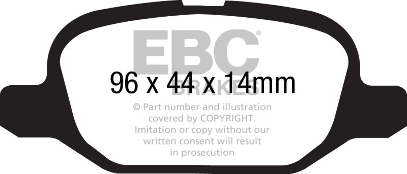 EBC 11+ Fiat 500 1.4 (ATE Calipers) Yellowstuff Rear Brake Pads thumbnail 6